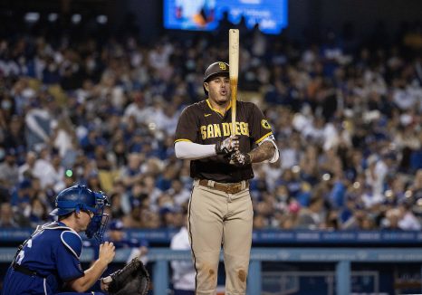 Baseball player gets ready to bat during a MLB game