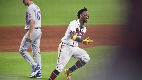 Baseball player celebrates a winning