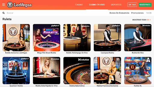 LeoVegas Casino en Vivo